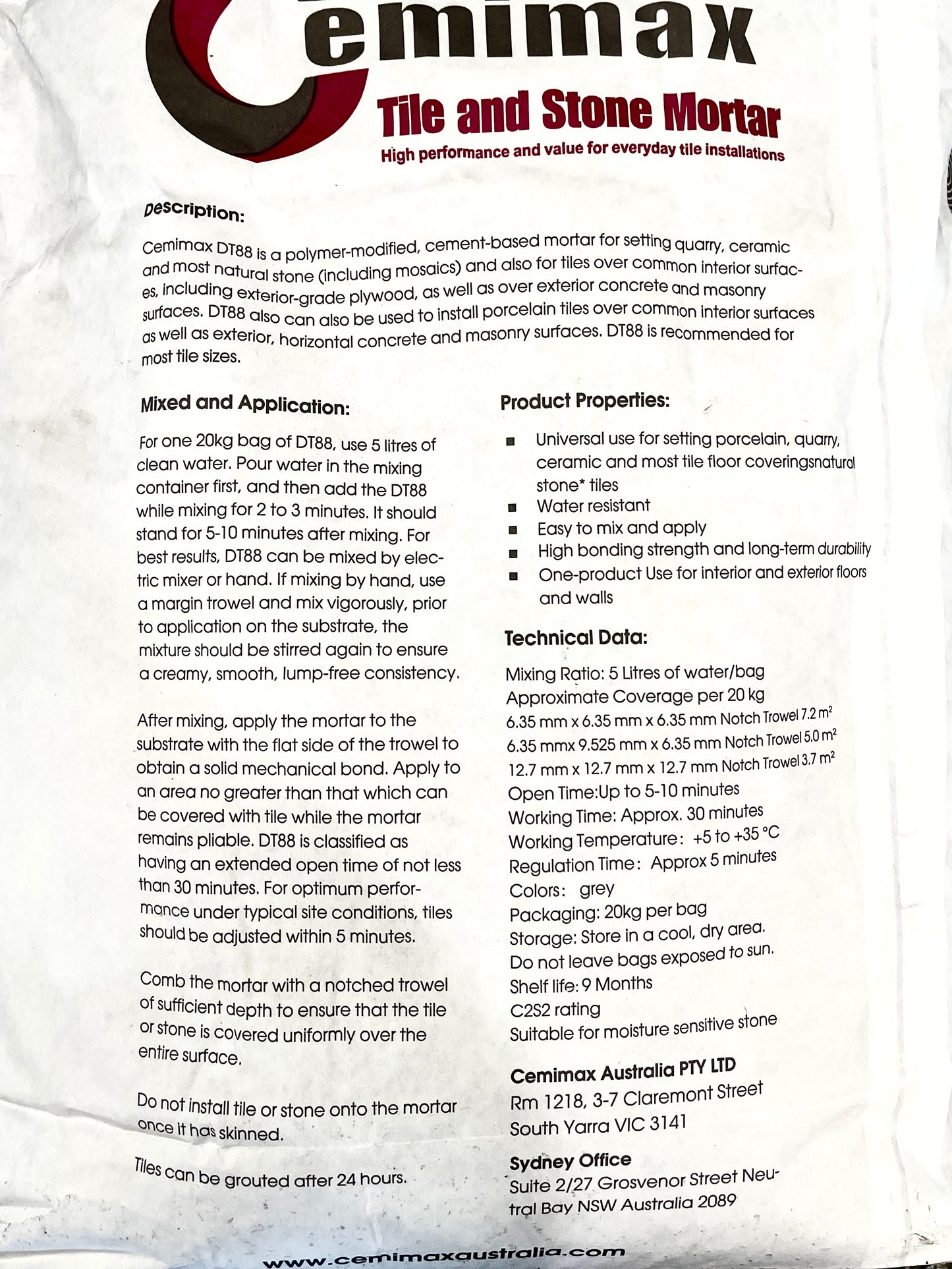 CEMIMAX DT88 Tile and Stone Mortar