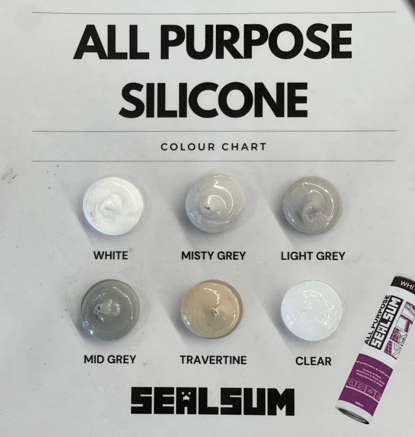 [SEALSUM] All Purpose Sanitary Silicone - White, Mid Grey, Misty Grey, Light Grey